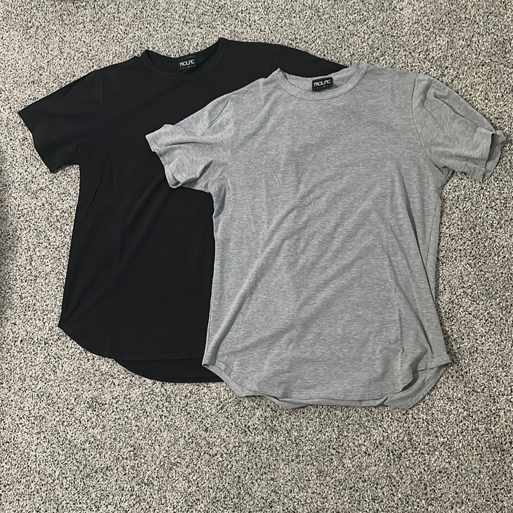 Prolific Black and Grey Curved Hem Shirts - Lot of 2